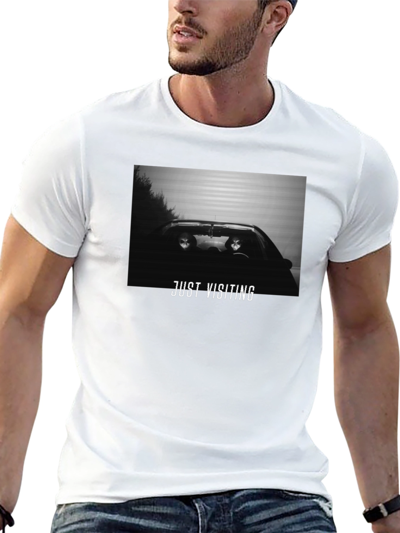 Just Visiting Alien Graphic T-Shirt - Black
