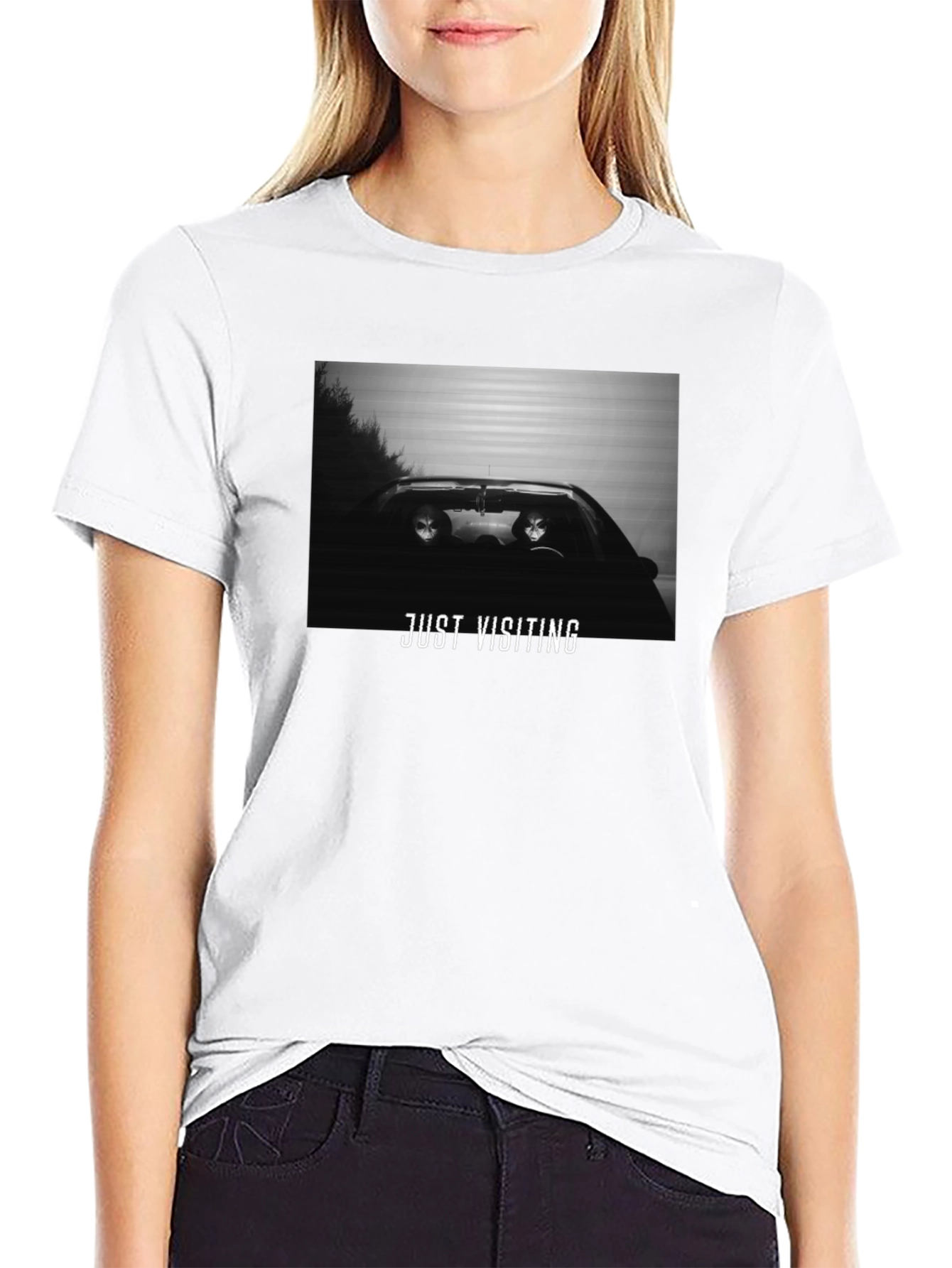 Just Visiting Alien Graphic T-Shirt - Black