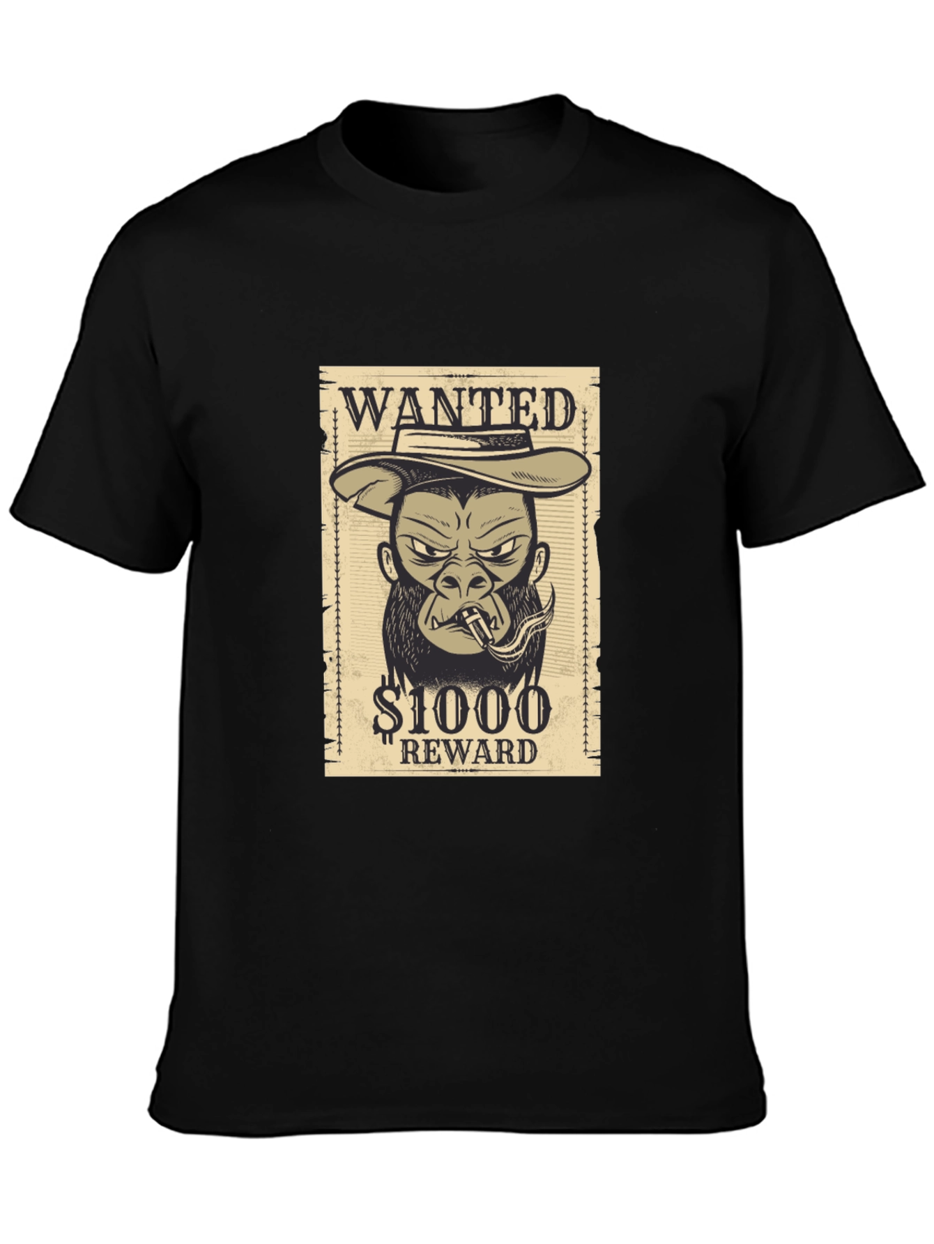 Wanted Gorilla T-Shirt - Novelty Graphic Tee