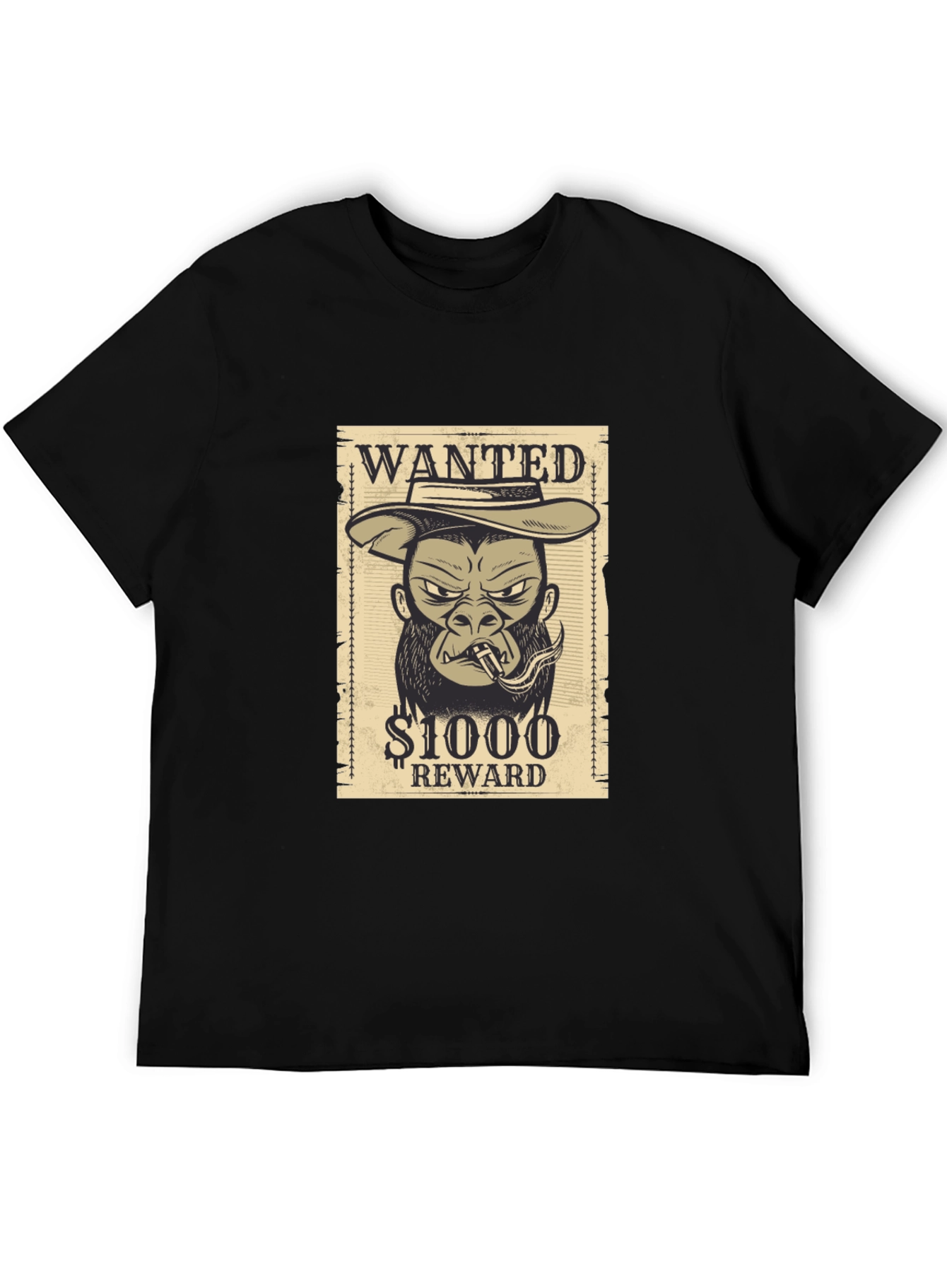 Wanted Gorilla T-Shirt - Novelty Graphic Tee