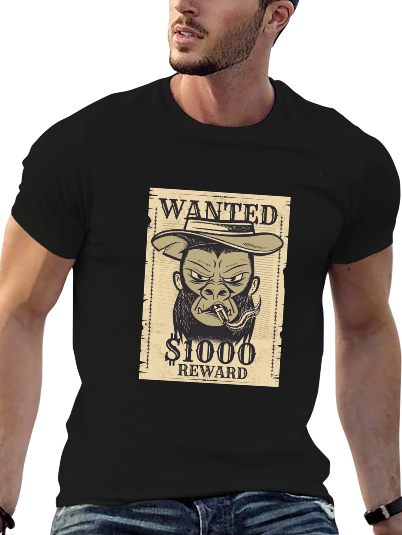 Wanted Gorilla T-Shirt - Novelty Graphic Tee