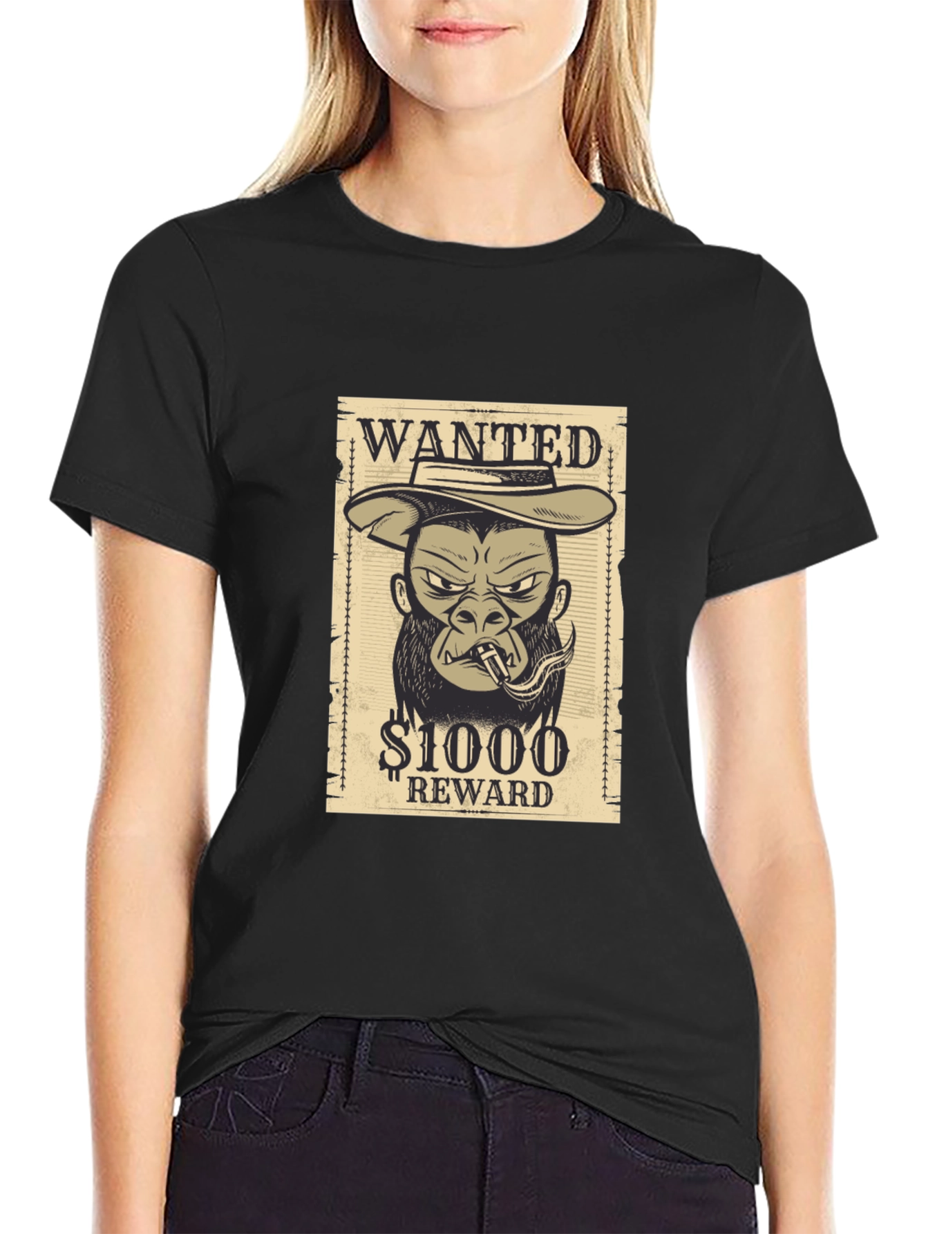 Wanted Gorilla T-Shirt - Novelty Graphic Tee