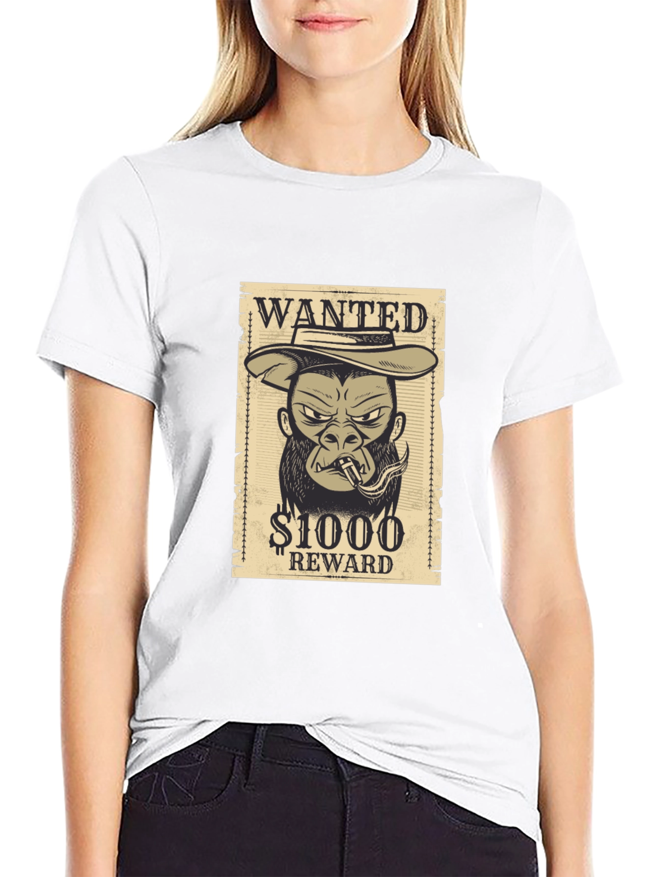 Wanted Gorilla T-Shirt - Novelty Graphic Tee