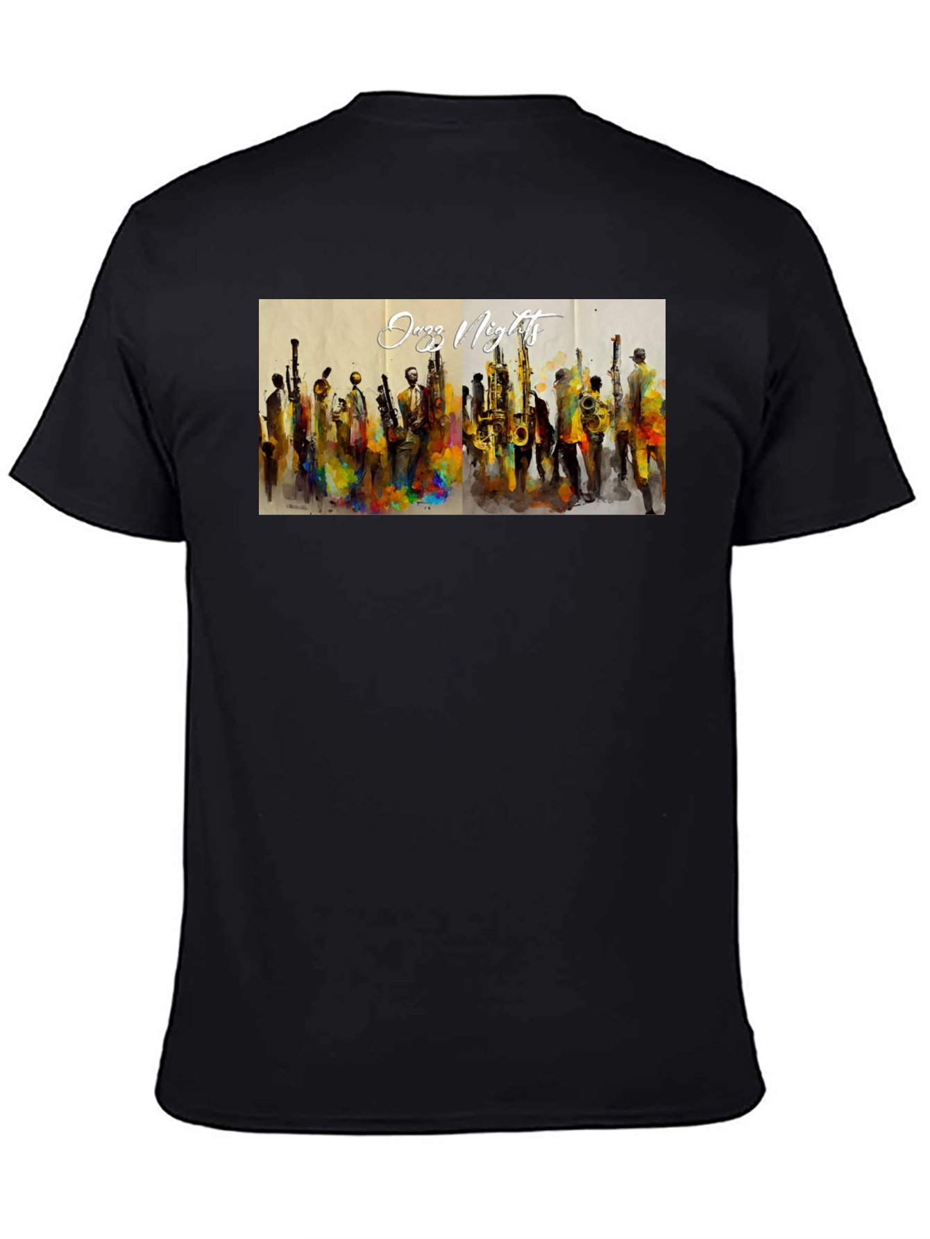 Jazz Nights Graphic Print Black T-Shirt