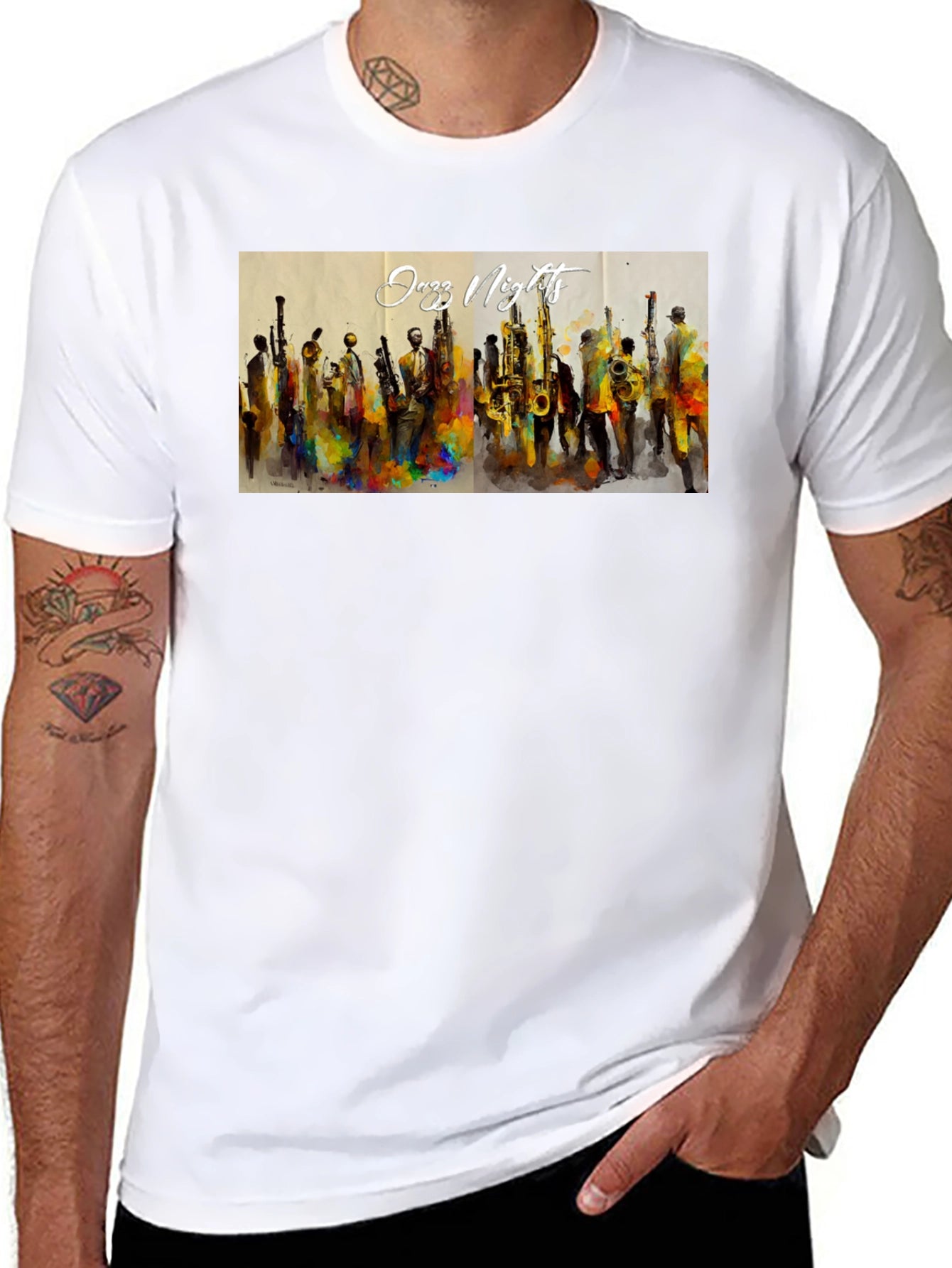Jazz Nights Graphic Print Black T-Shirt