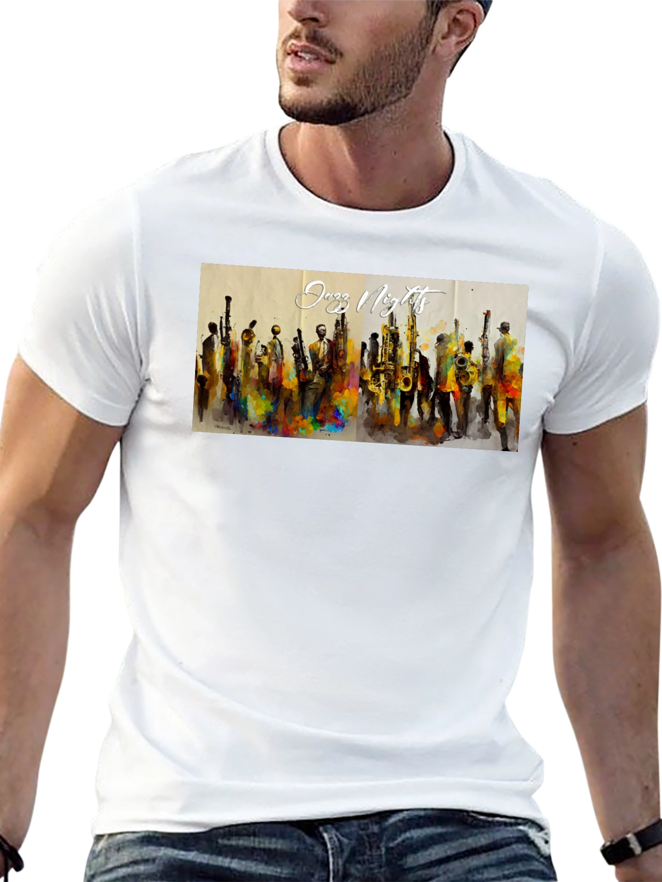 Jazz Nights Graphic Print Black T-Shirt
