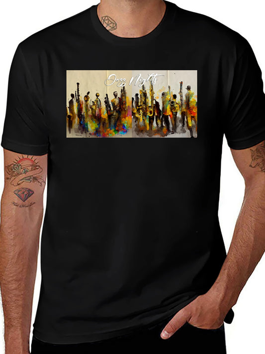 Jazz Nights Graphic Print Black T-Shirt