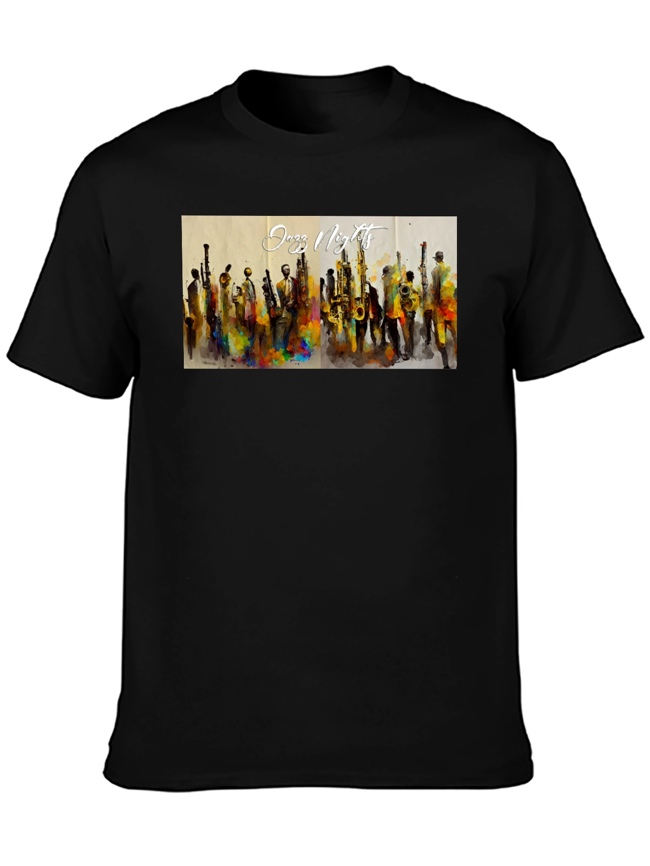Jazz Nights Graphic Print Black T-Shirt