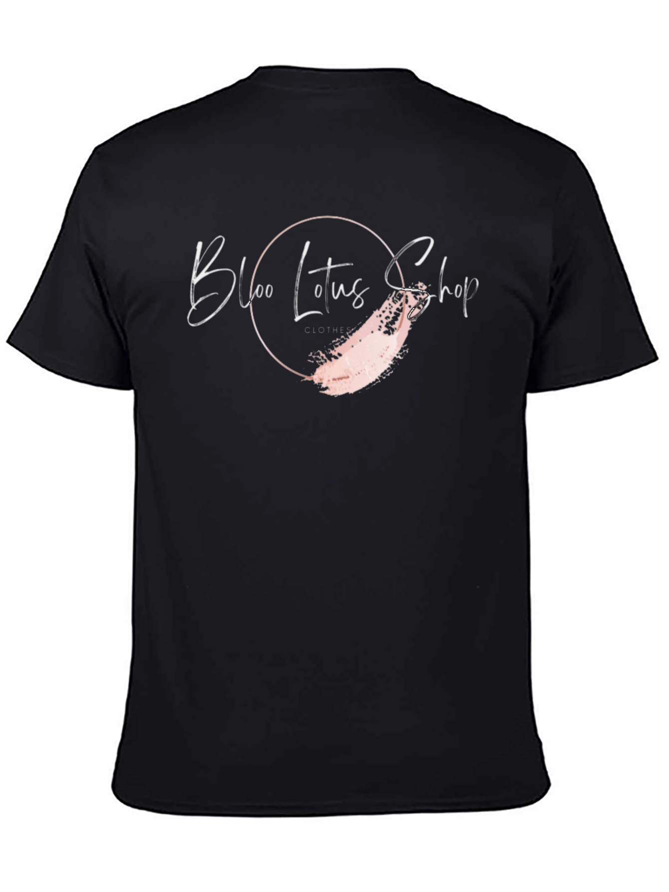 Black Tee with Bloo Lotus Shop Graphic