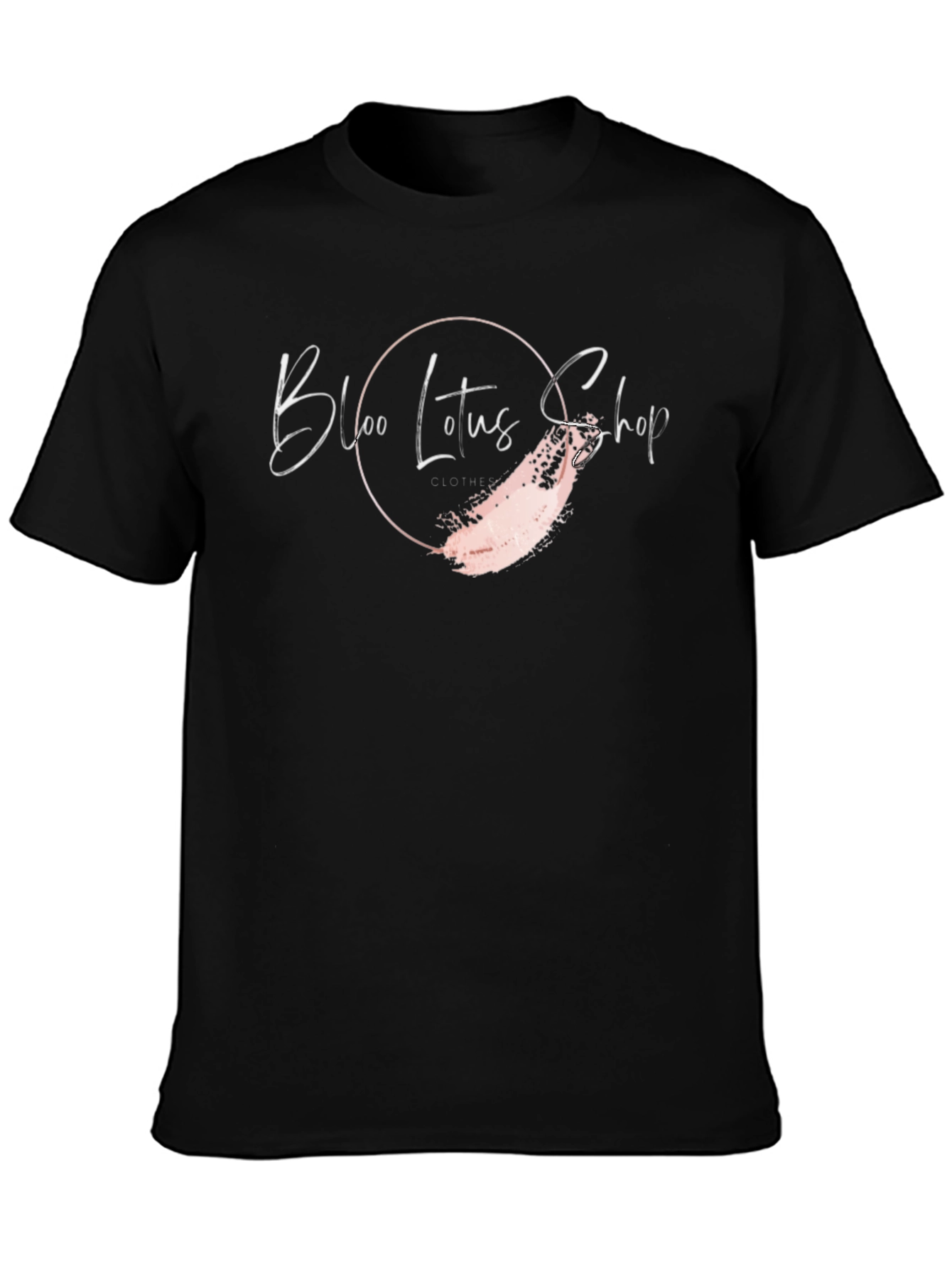 Black Tee with Bloo Lotus Shop Graphic