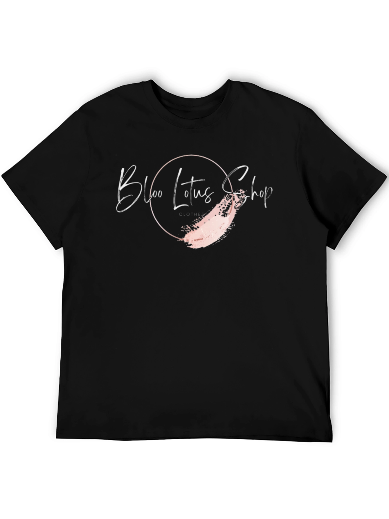 Black Tee with Bloo Lotus Shop Graphic