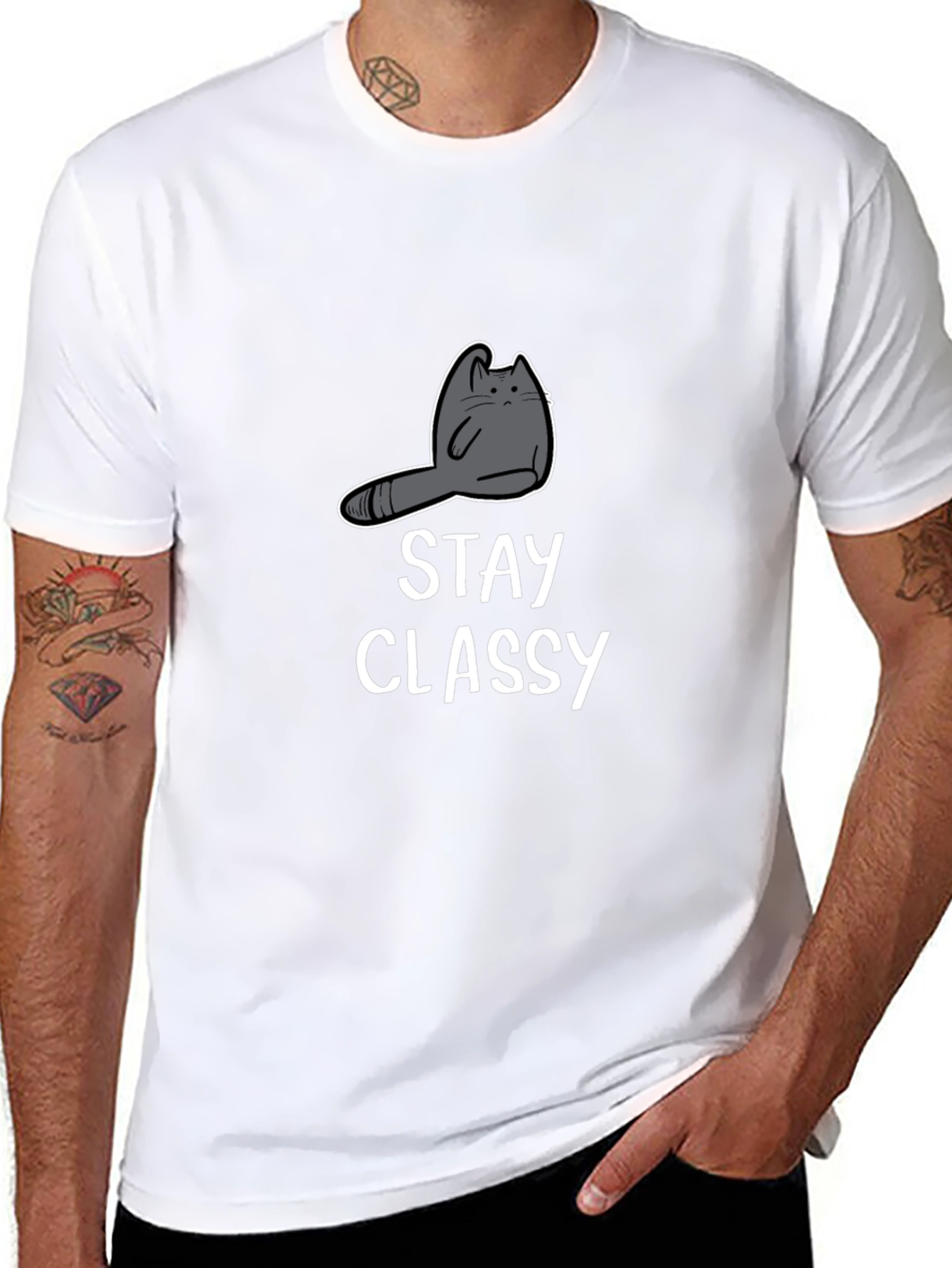 Stay Classy Cat Graphic Tee - Unisex Cotton T-Shirt