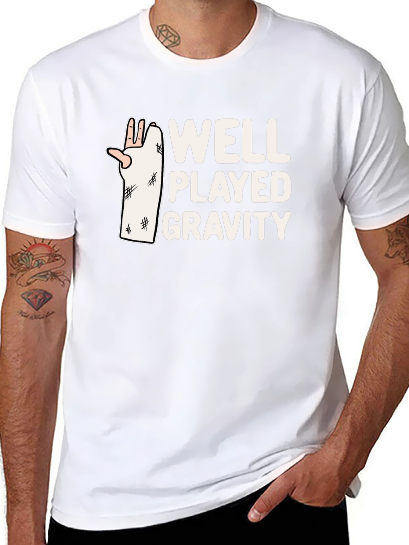Well Played Gravity T-Shirt - Funny Broken Arm Tee