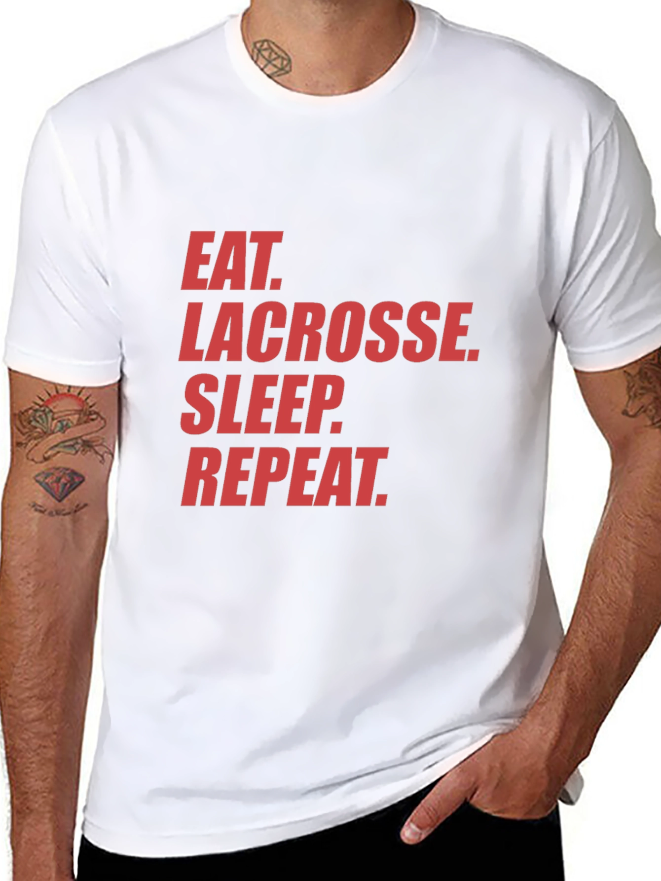 Eat. Lacrosse. Sleep. Repeat. Black Graphic Tee