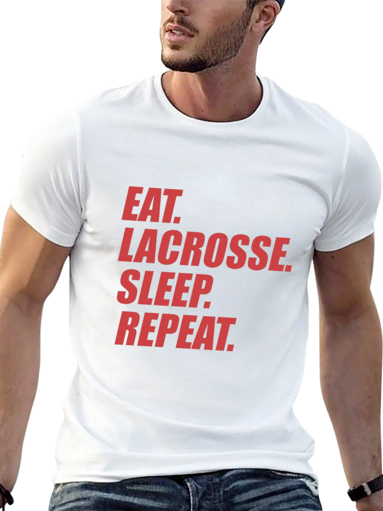Eat. Lacrosse. Sleep. Repeat. Black Graphic Tee