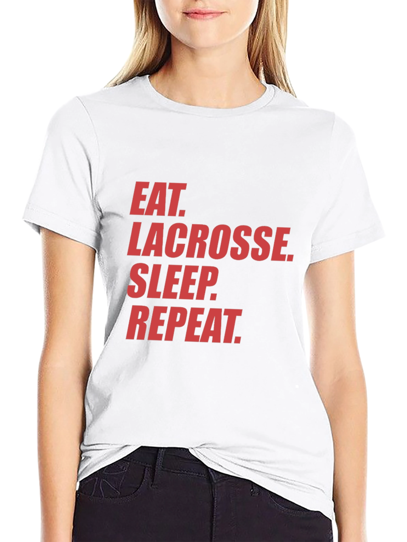 Eat. Lacrosse. Sleep. Repeat. Black Graphic Tee
