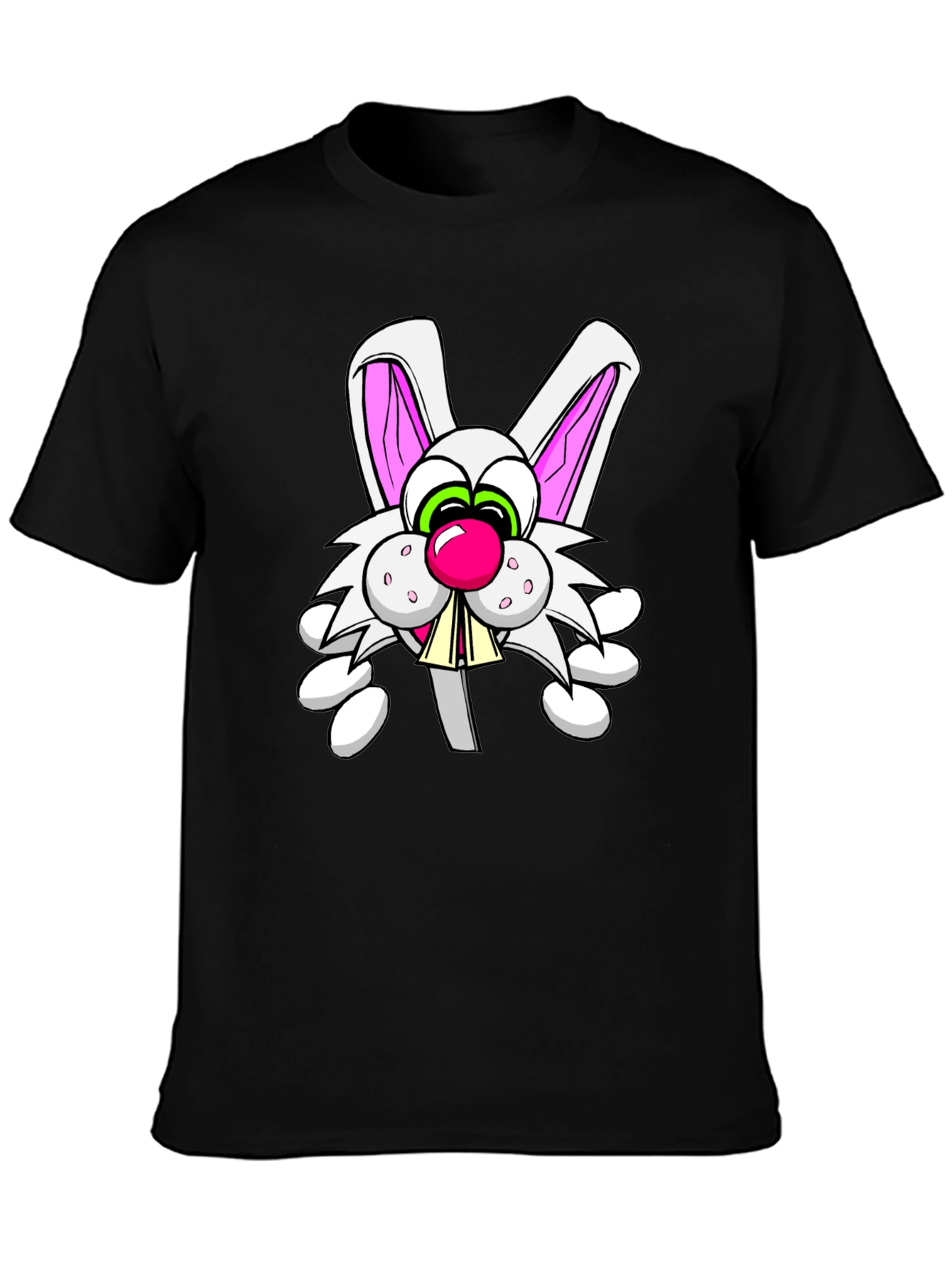 Cartoon Rabbit Graphic Black T-Shirt