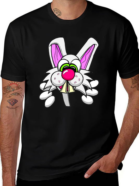 Cartoon Rabbit Graphic Black T-Shirt