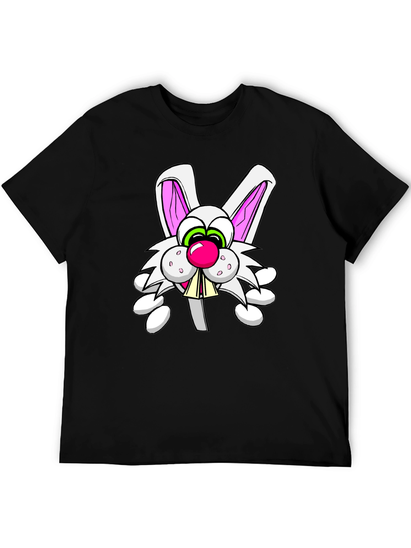 Cartoon Rabbit Graphic Black T-Shirt
