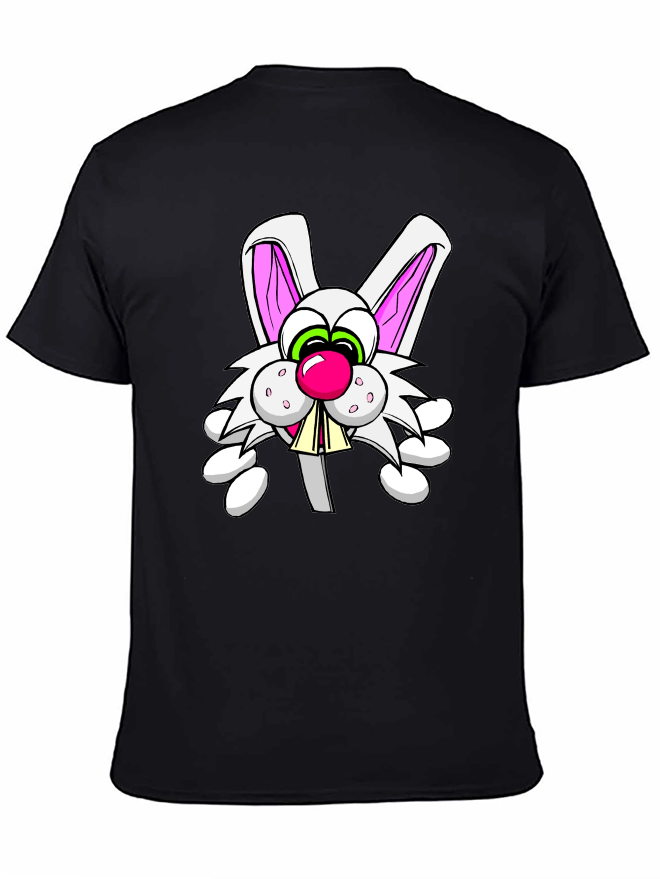 Cartoon Rabbit Graphic Black T-Shirt