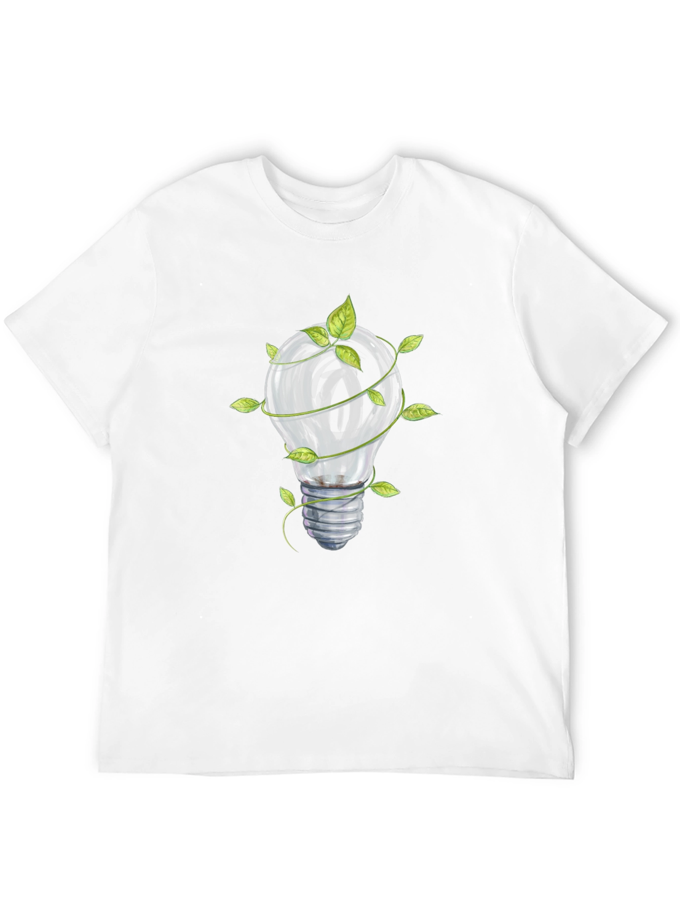 Eco-Friendly Lightbulb Graphic Tee - Black Cotton Shirt