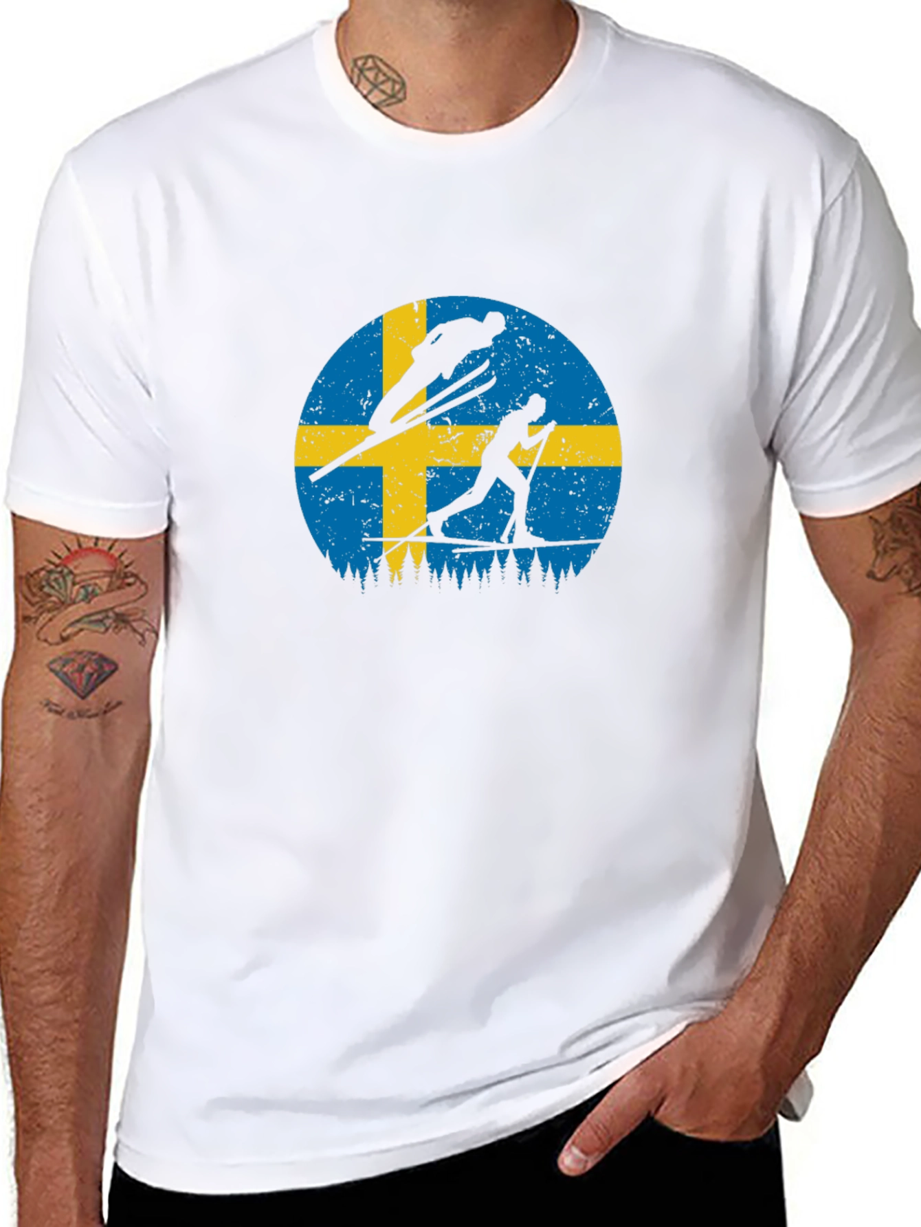 Swedish Flag Ski T-Shirt