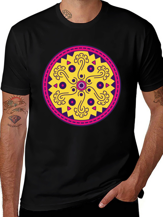 Ethnic Pattern Tee - Round Geometric Design