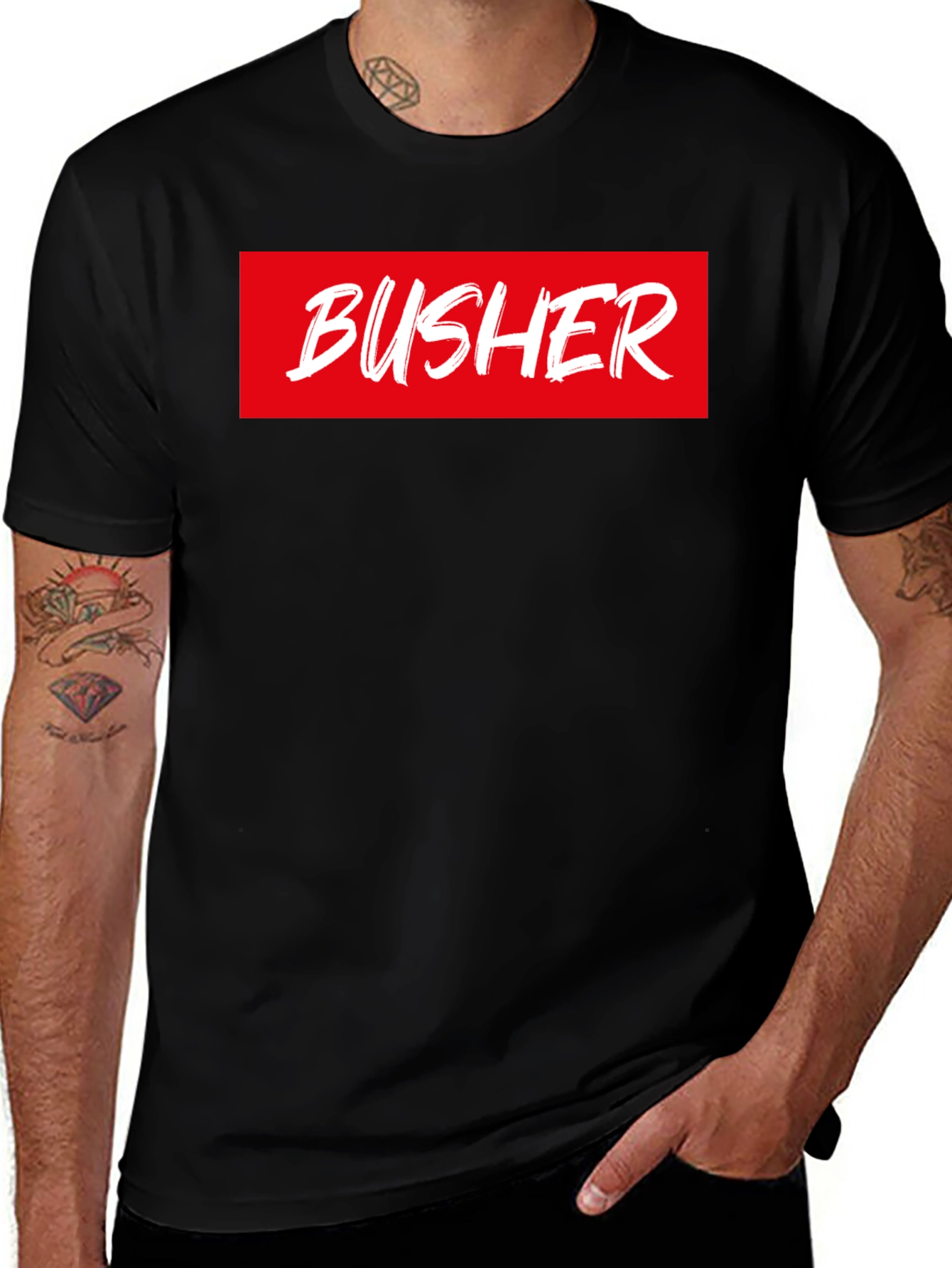 BUSHER Box Logo T-Shirt - Bold Statement Tee