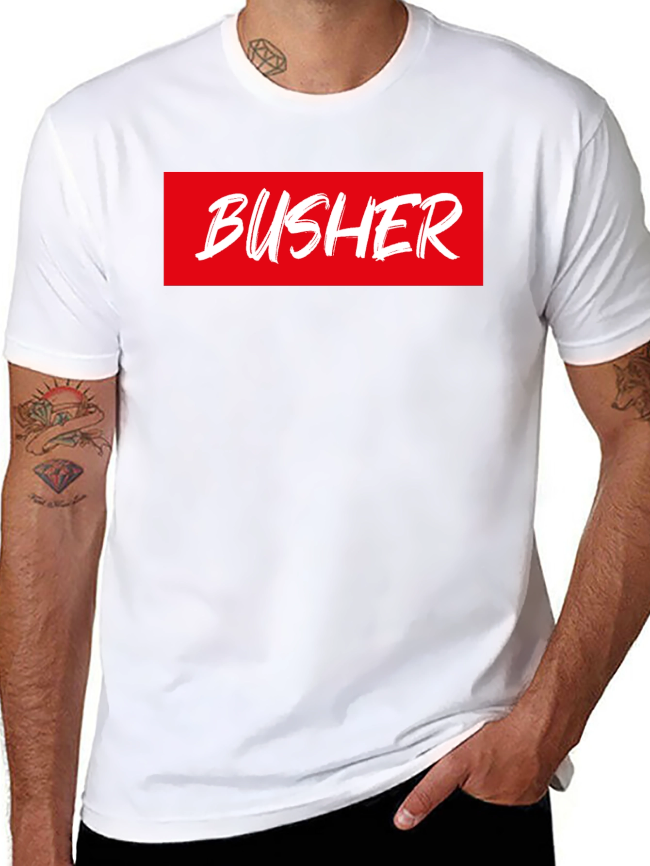 BUSHER Box Logo T-Shirt - Bold Statement Tee
