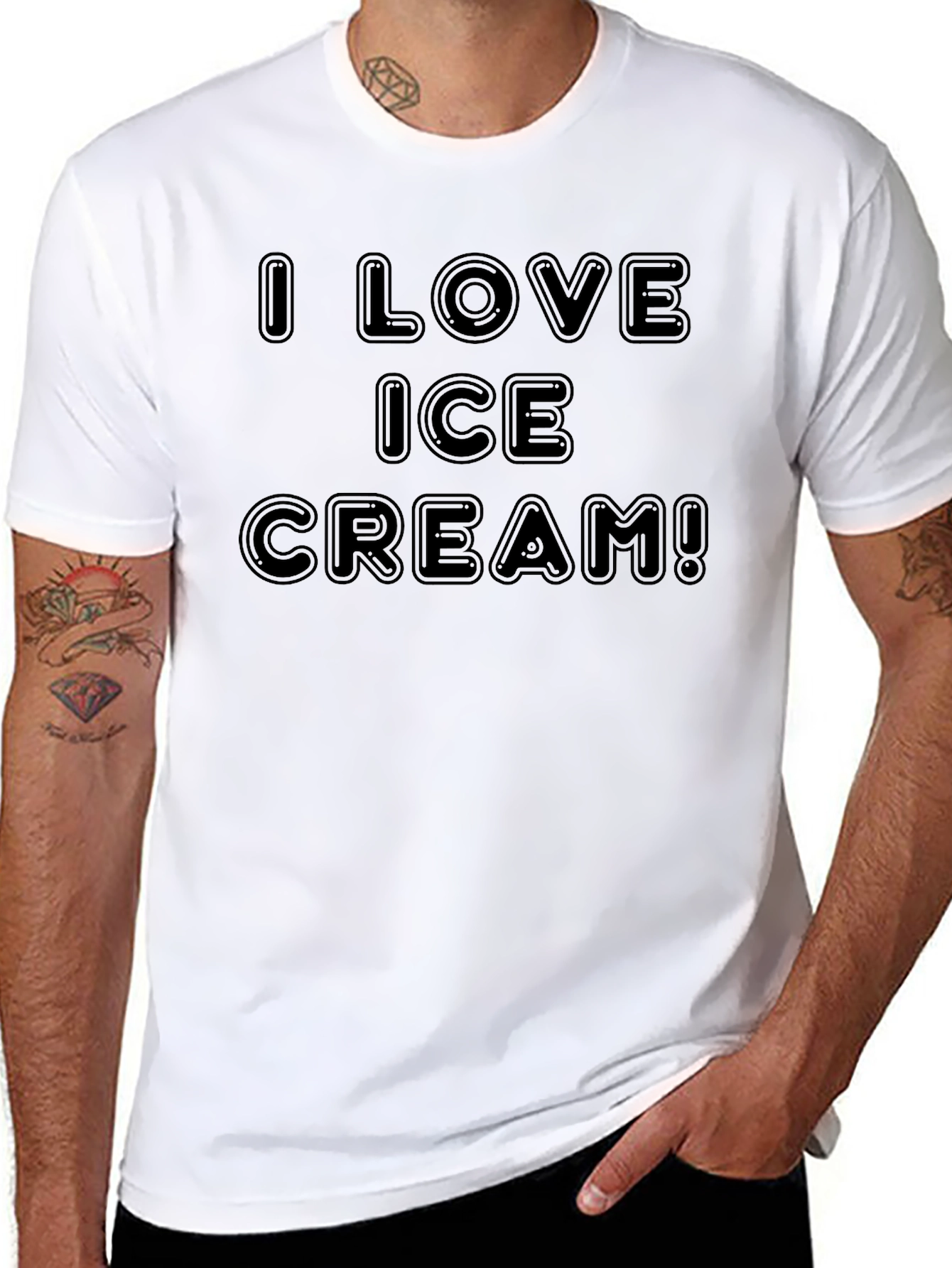 I Love Ice Cream Graphic Tee - Black T-Shirt