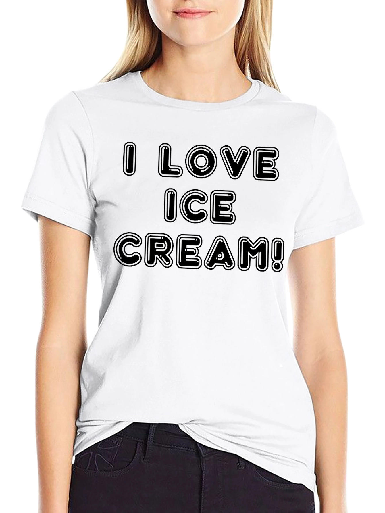 I Love Ice Cream Graphic Tee - Black T-Shirt
