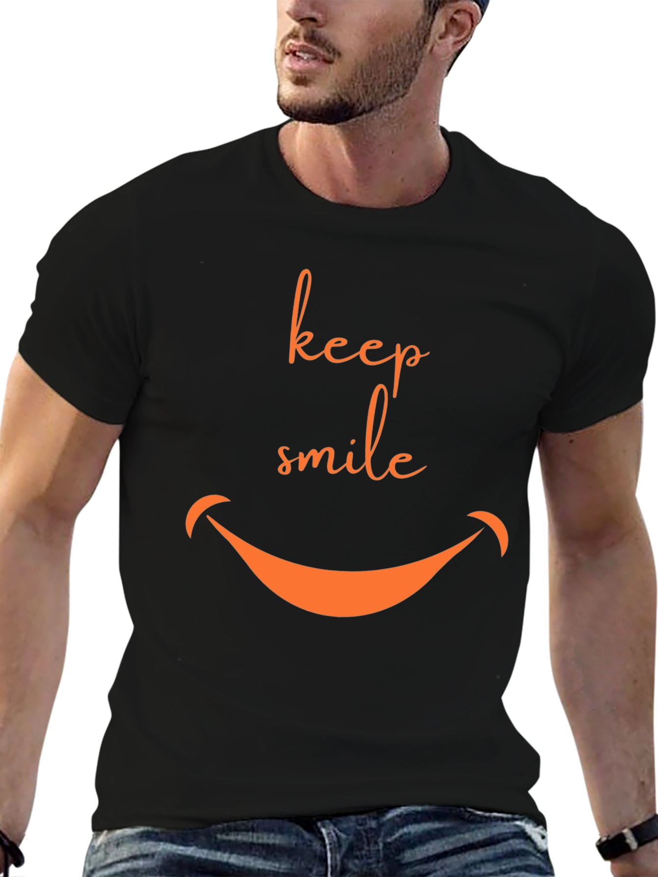 Keep Smiling Black Graphic Tee