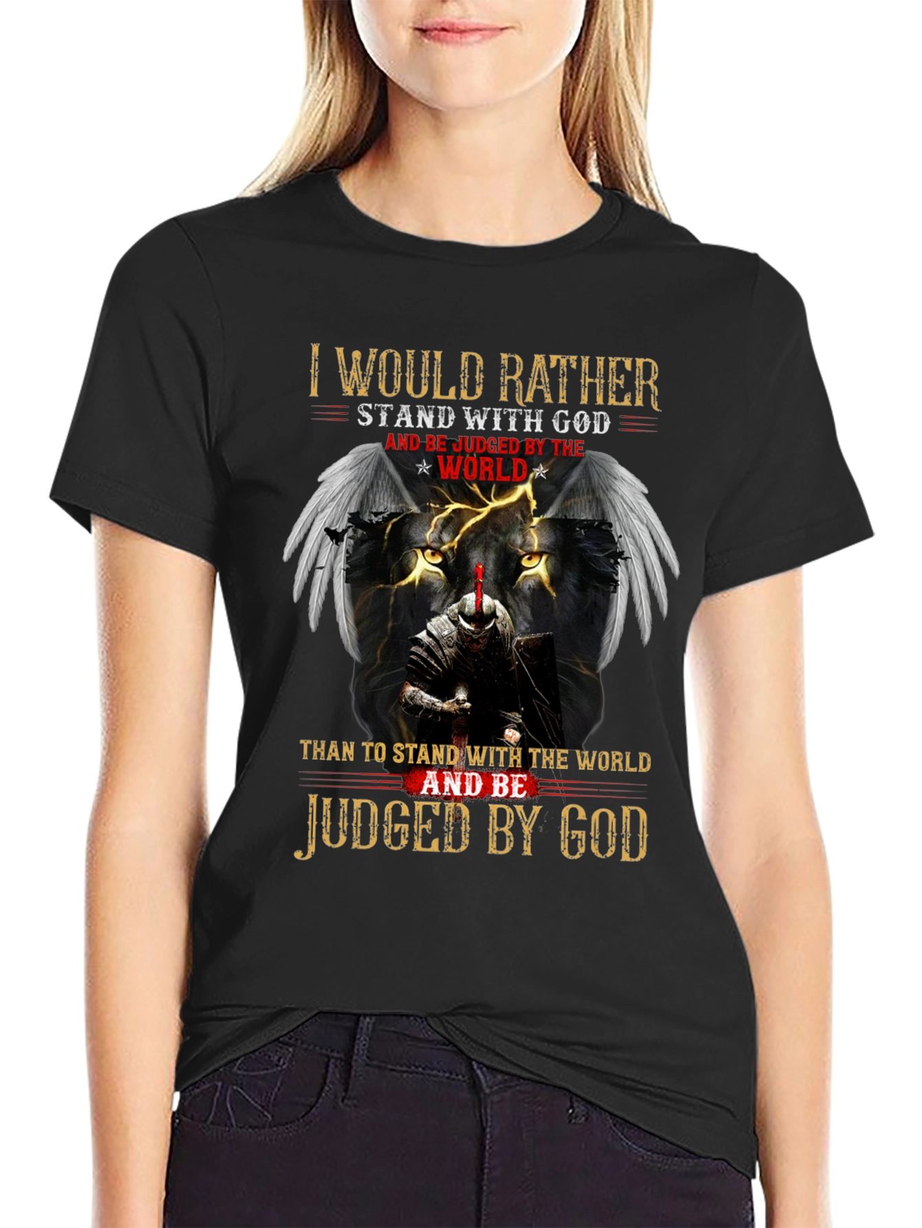 Stand with God Graphic Tee - Knight & Lion