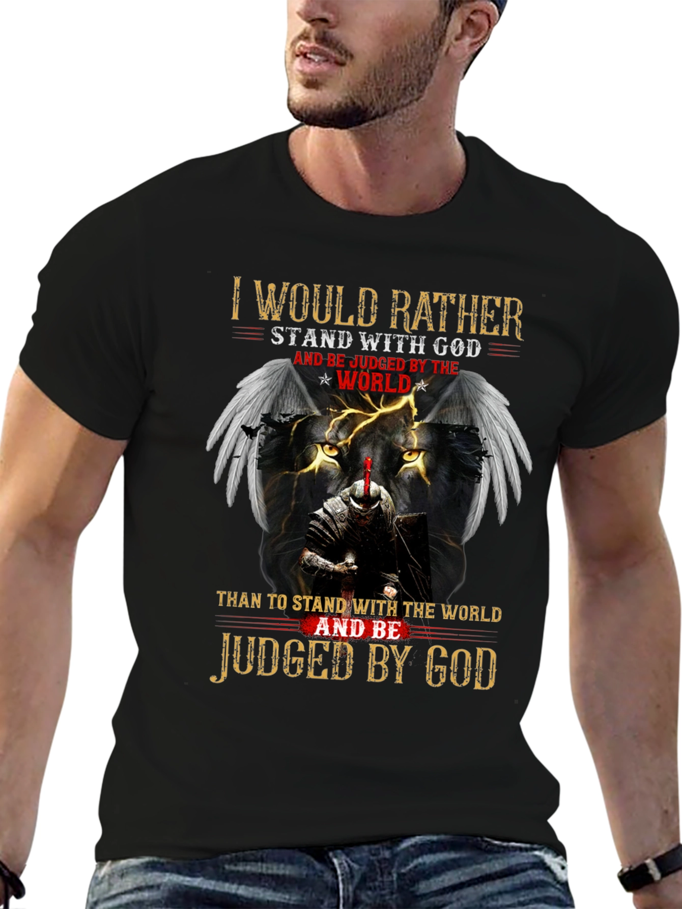 Stand with God Graphic Tee - Knight & Lion
