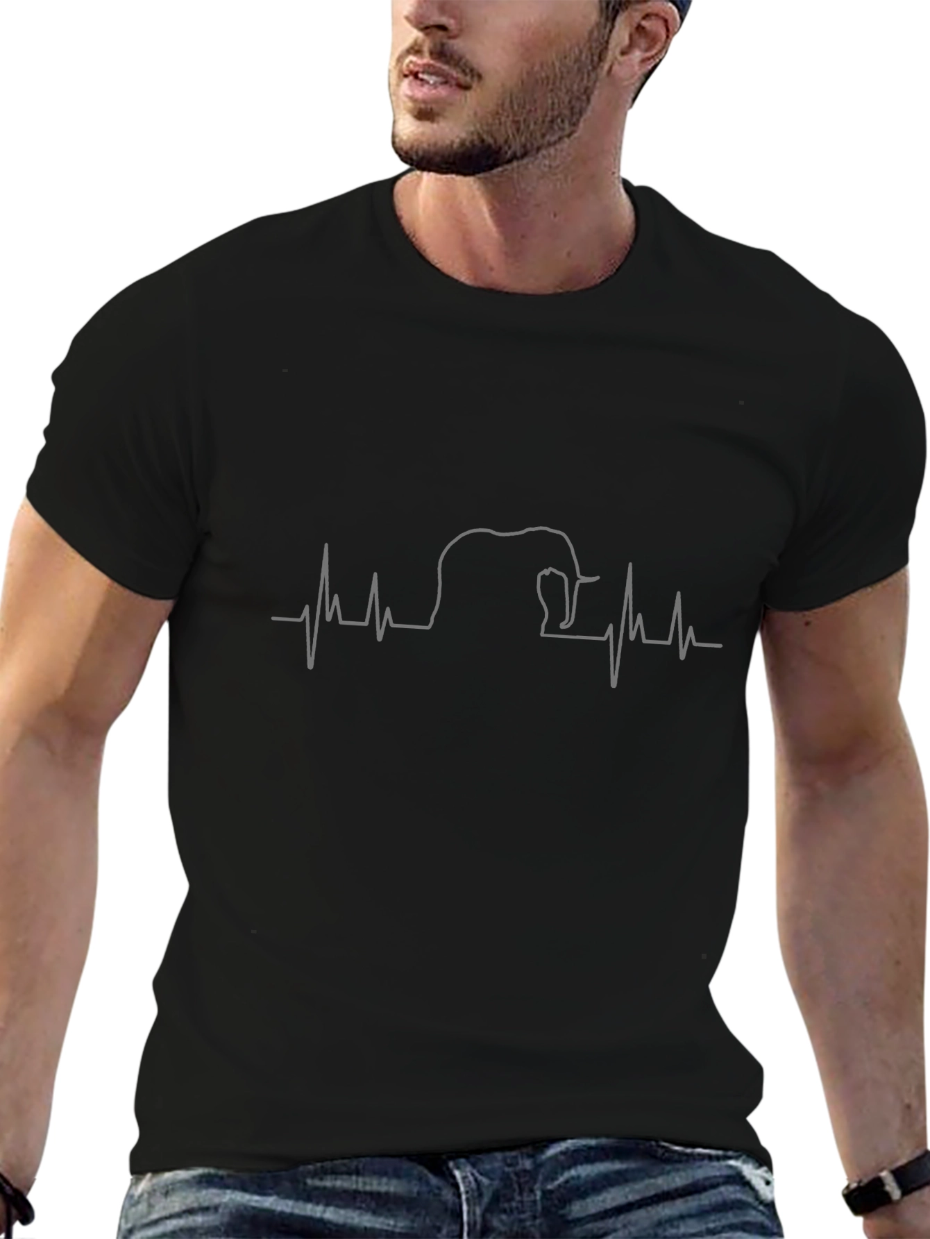 Elephant Heartbeat Tee - Black Graphic T-Shirt
