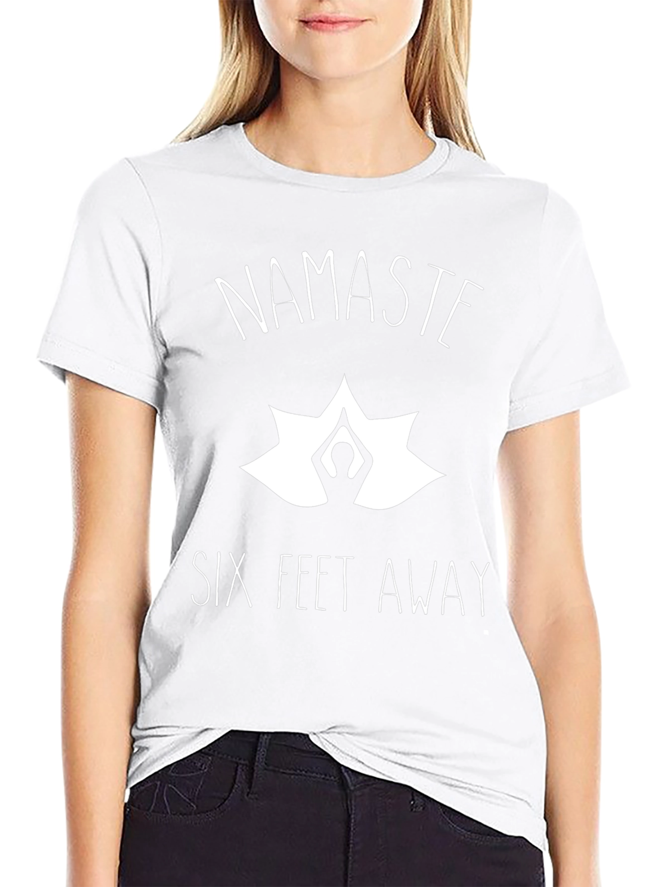 Namaste Six Feet Away Novelty T-Shirt