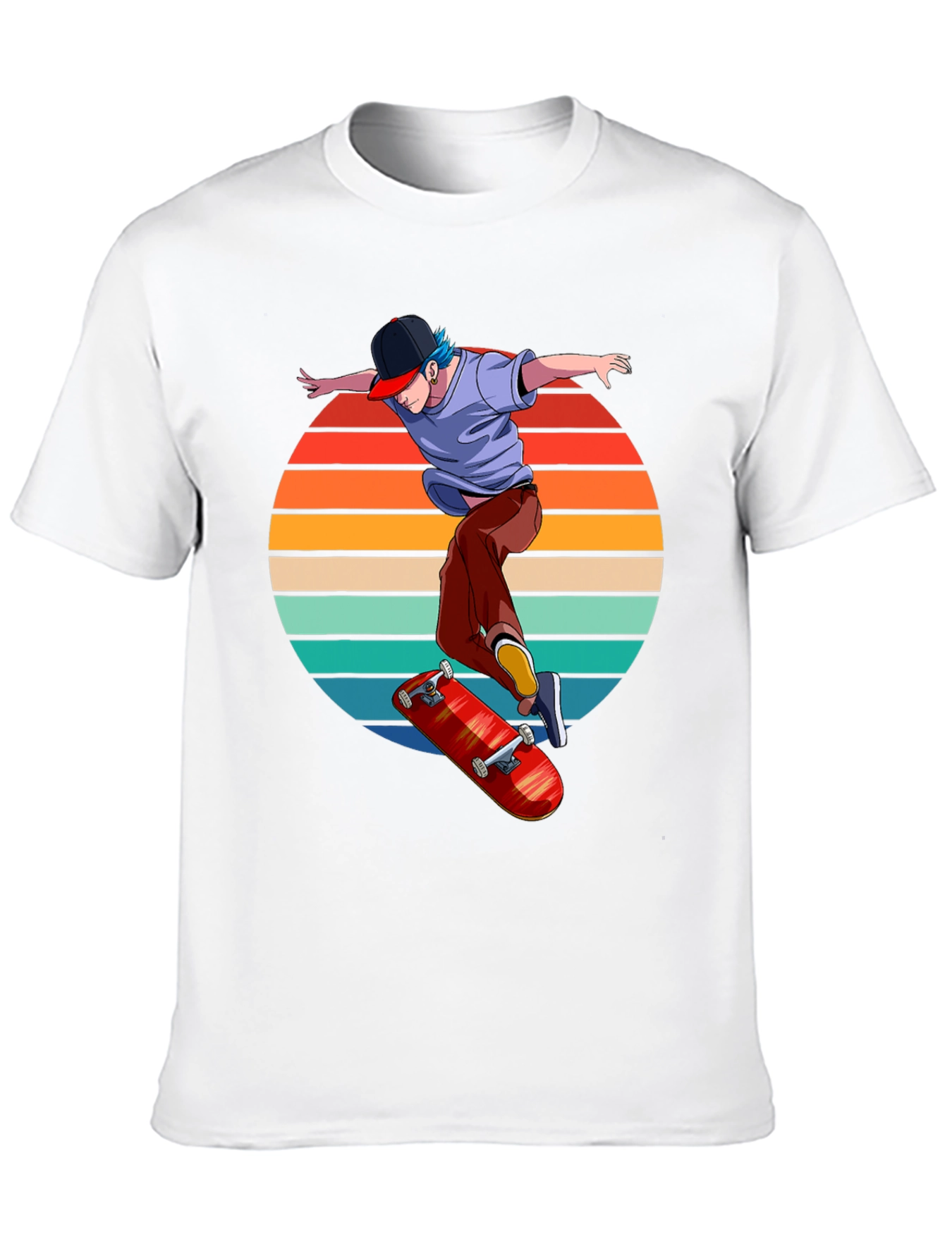 Skater Sunset Graphic Tee - Retro Style