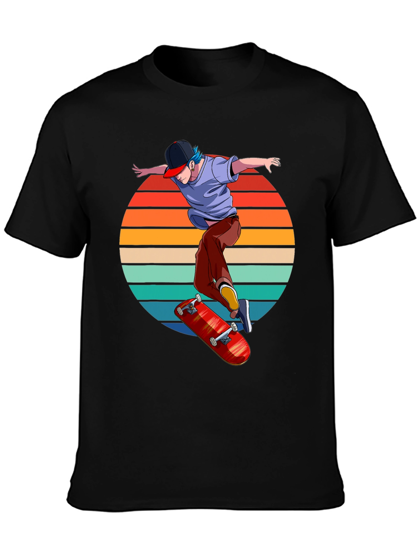 Skater Sunset Graphic Tee - Retro Style