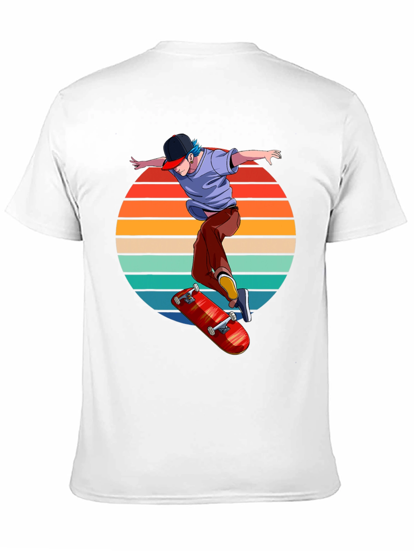 Skater Sunset Graphic Tee - Retro Style