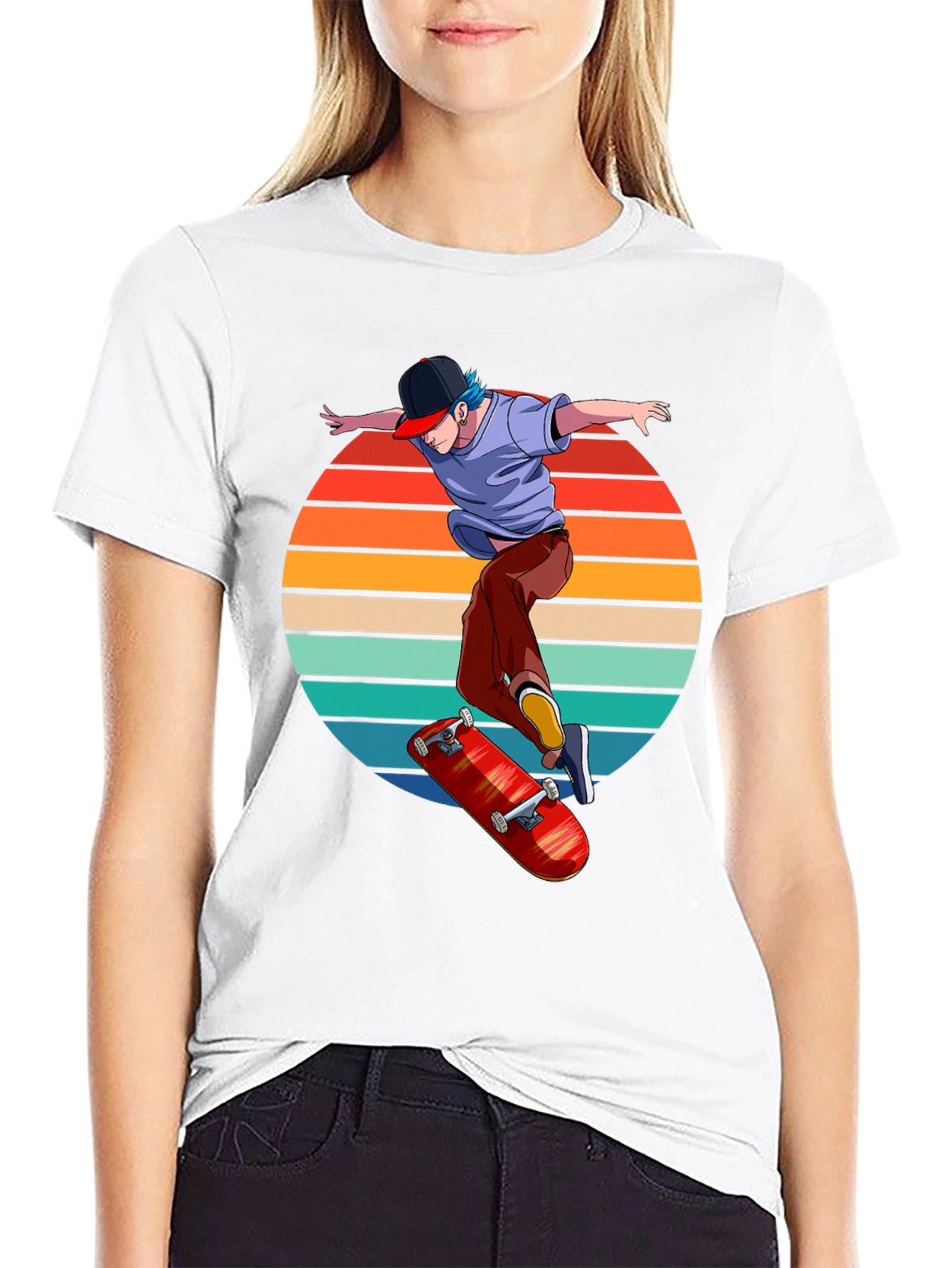 Skater Sunset Graphic Tee - Retro Style