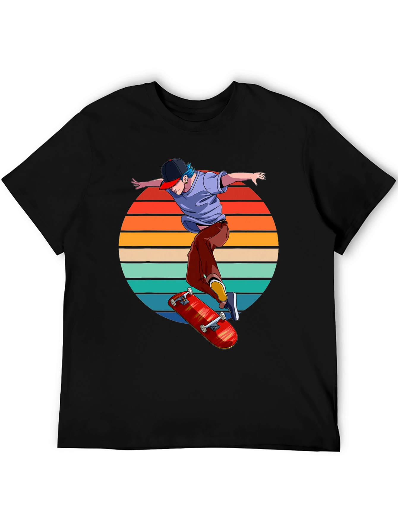 Skater Sunset Graphic Tee - Retro Style