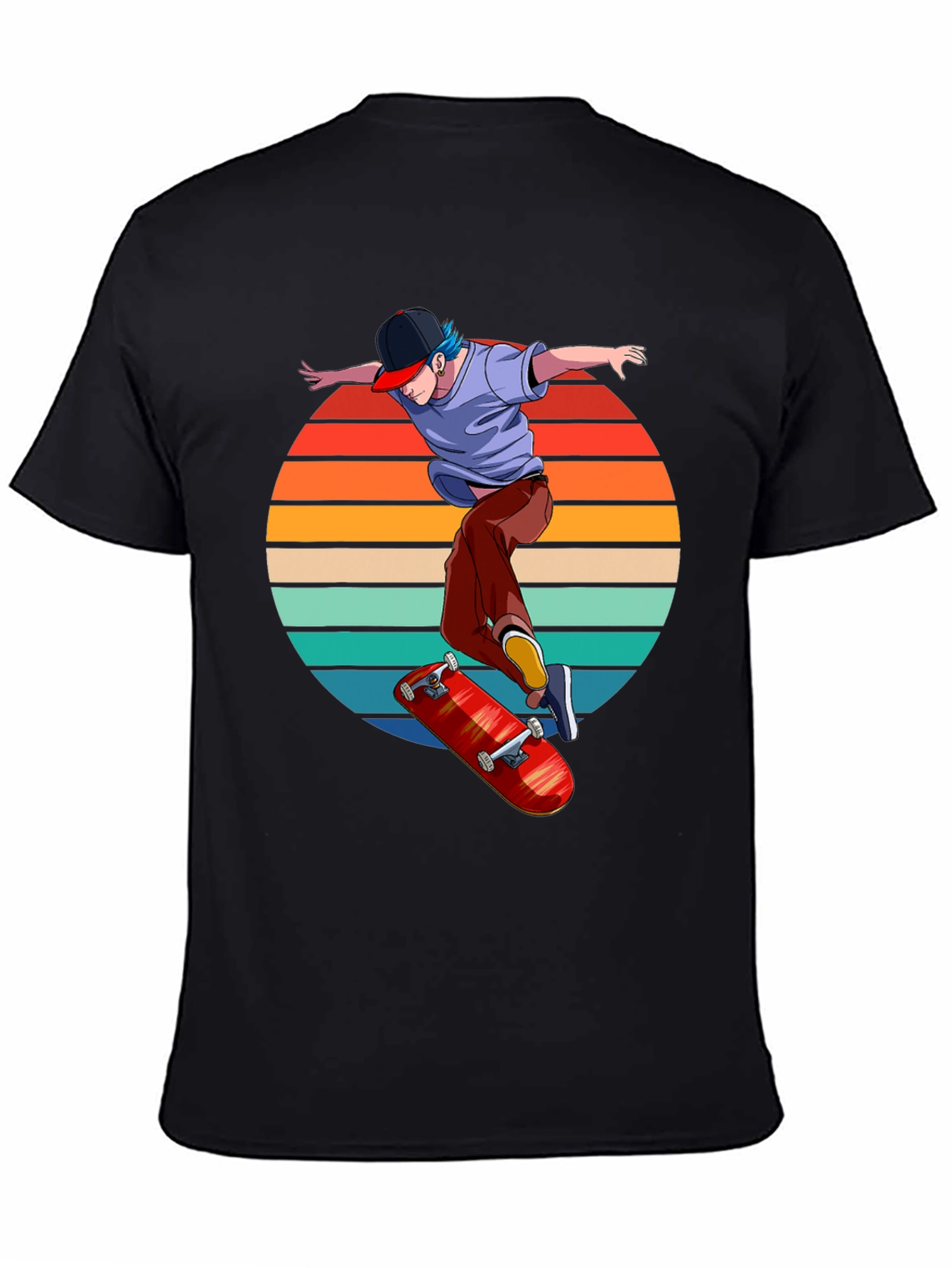 Skater Sunset Graphic Tee - Retro Style