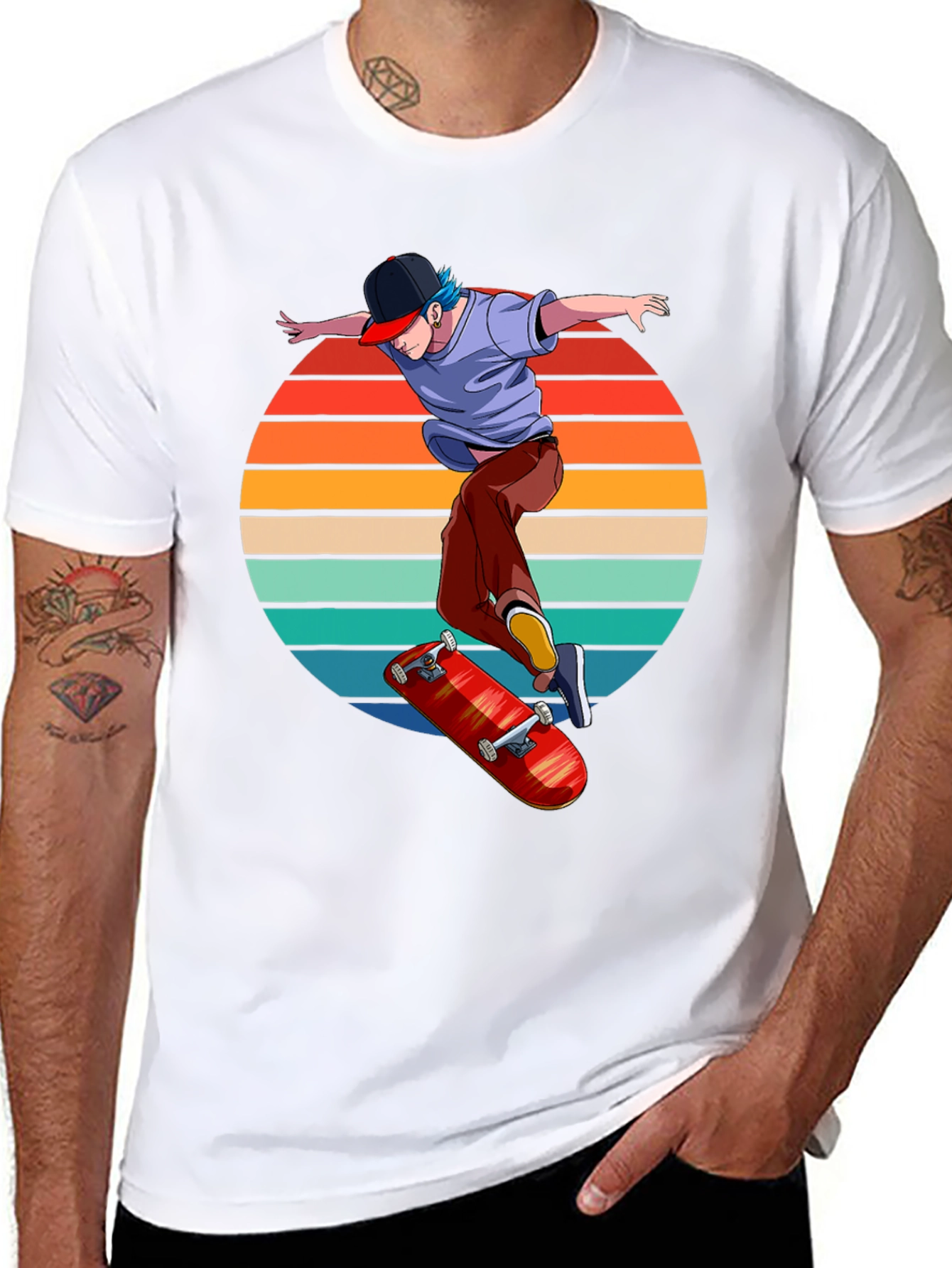 Skater Sunset Graphic Tee - Retro Style