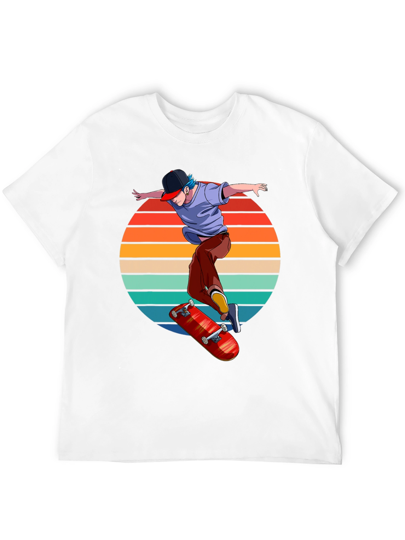 Skater Sunset Graphic Tee - Retro Style