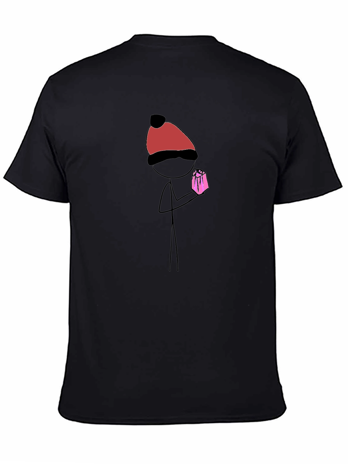 Stick Figure Pink Present Graphic Tee