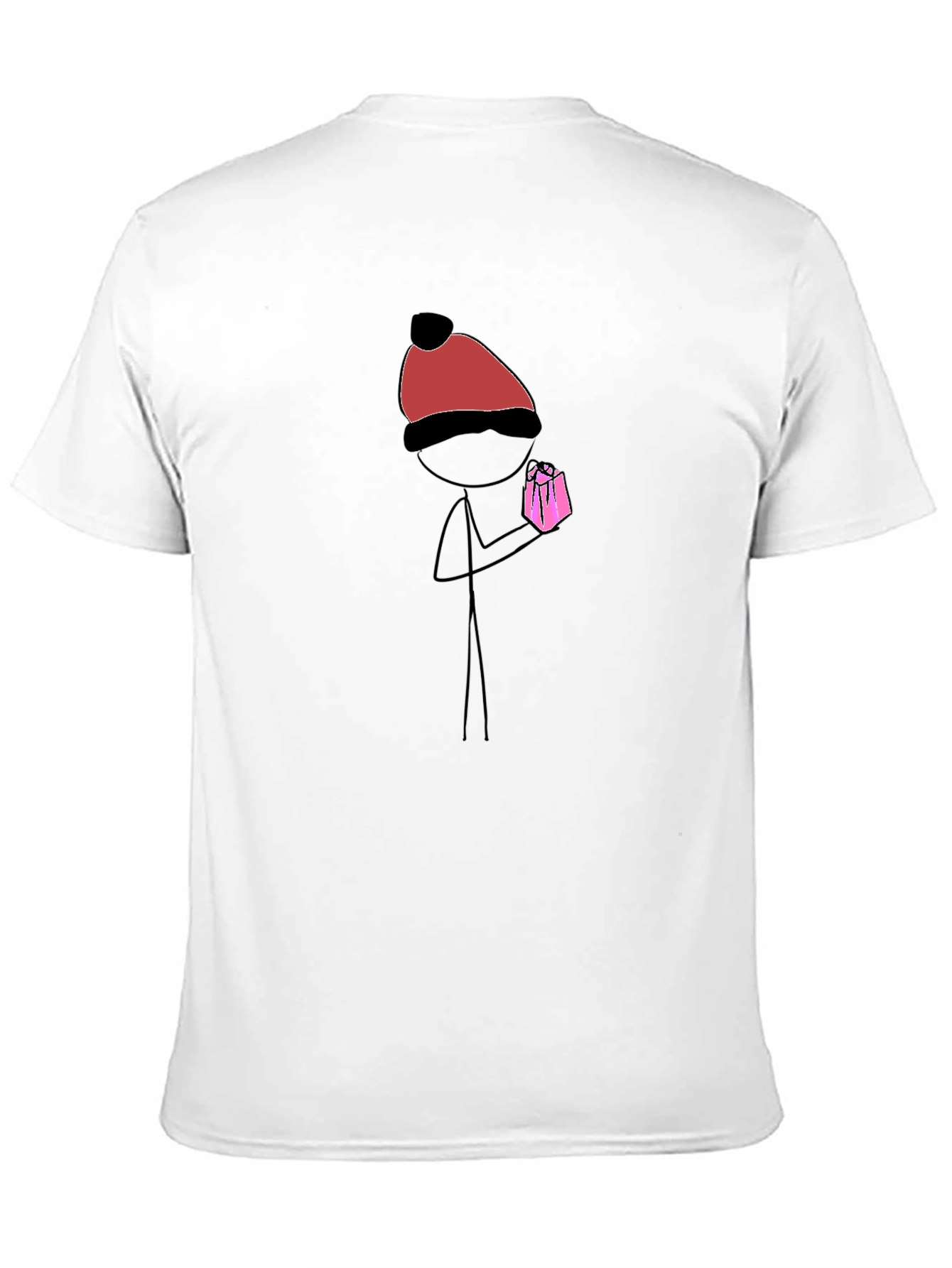 Stick Figure Pink Present Graphic Tee