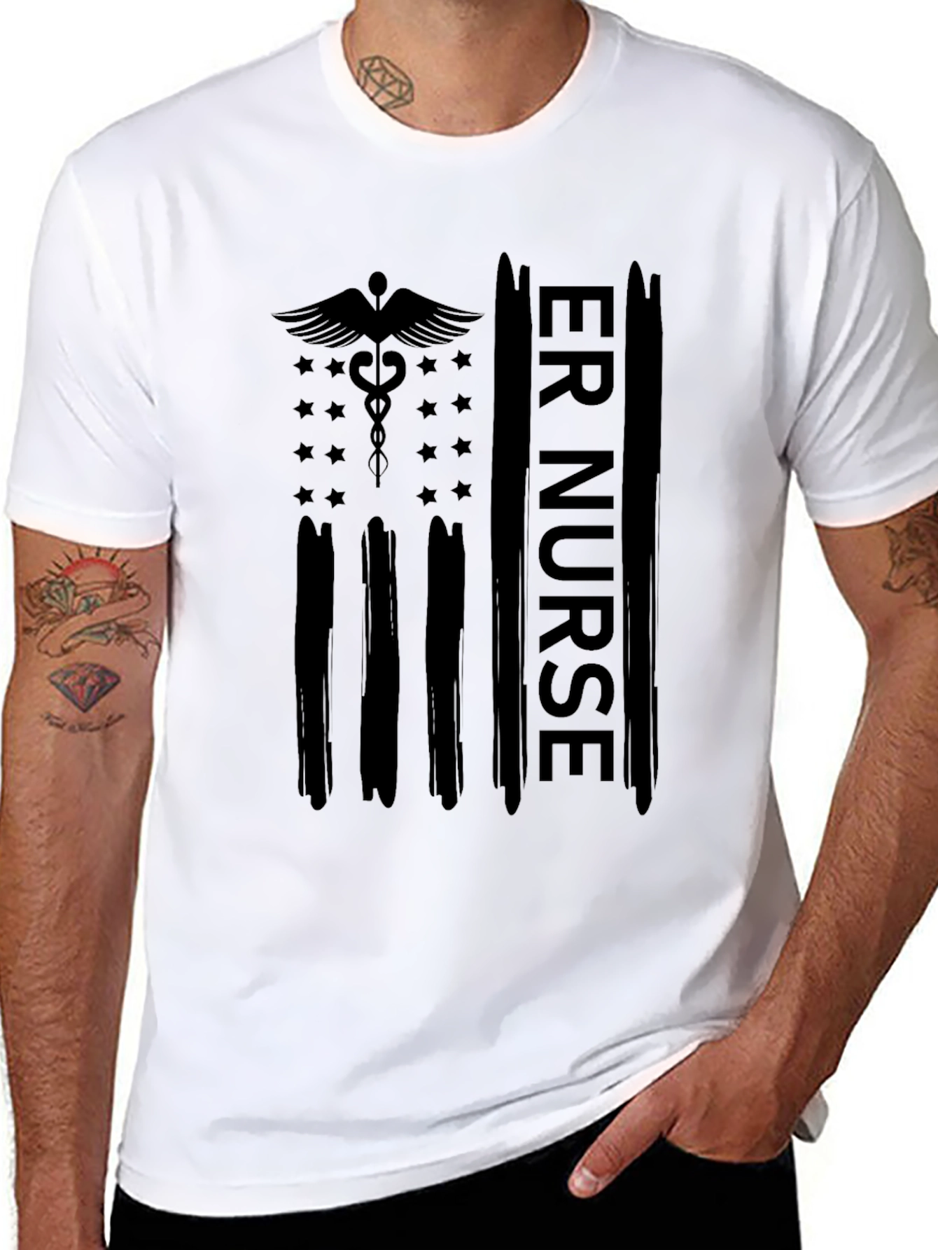 ER Nurse American Flag Graphic T-Shirt
