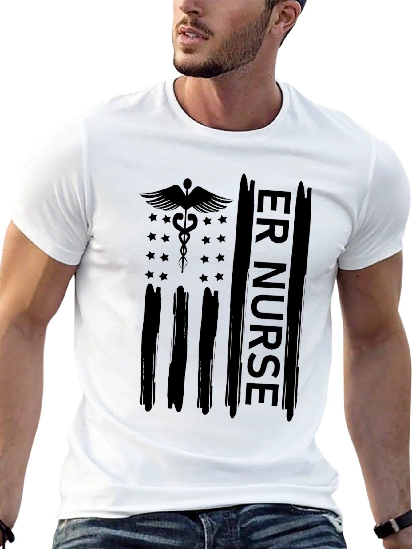 ER Nurse American Flag Graphic T-Shirt