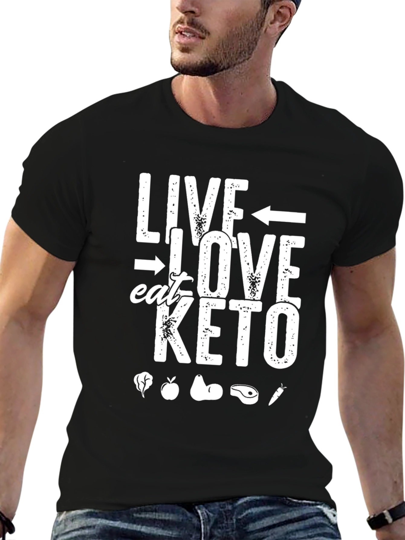 Live Love Eat Keto Black Graphic T-Shirt