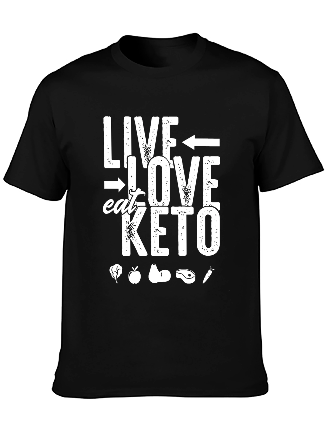 Live Love Eat Keto Black Graphic T-Shirt